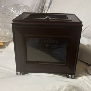 Bombay Cherry Wood Photo Cube with Silver Accents